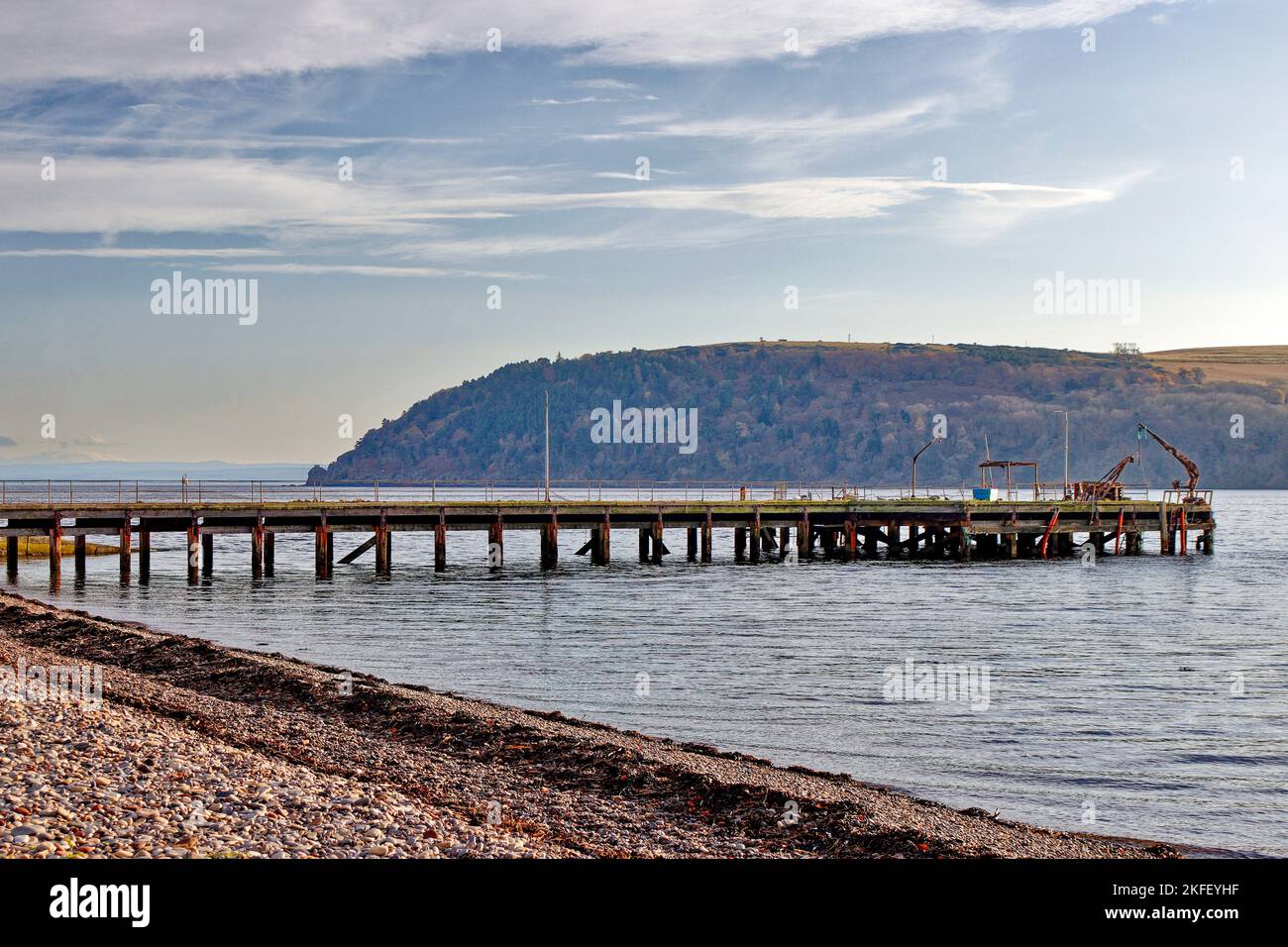 Cromarty Firth Nigg Scotland l'ancienne jetée abandonnée en bois Banque D'Images