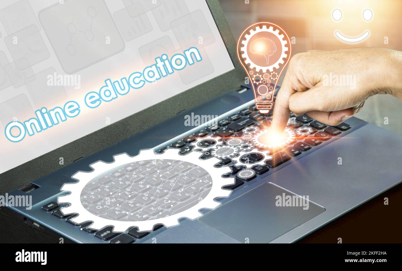 E-Learning, Internet Technology Education, webinaires, concepts de cours. Banque D'Images