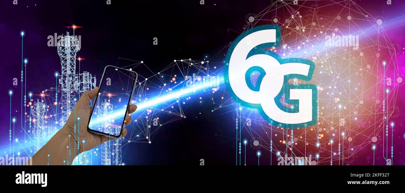 6G concept de réseau, Internet mobile haut débit réseau du nouvel âge, concept d'affaires, Internet et réseau de technologie moderne Banque D'Images