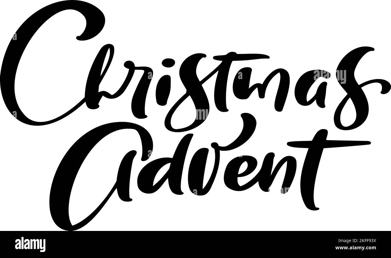 Texte de lettrage calligraphique manuscrit vectoriel de l'Avent de Noël. Design pour les vacances d'hiver, calendrier, carte de vœux, affiche. La nativité religieuse Illustration de Vecteur
