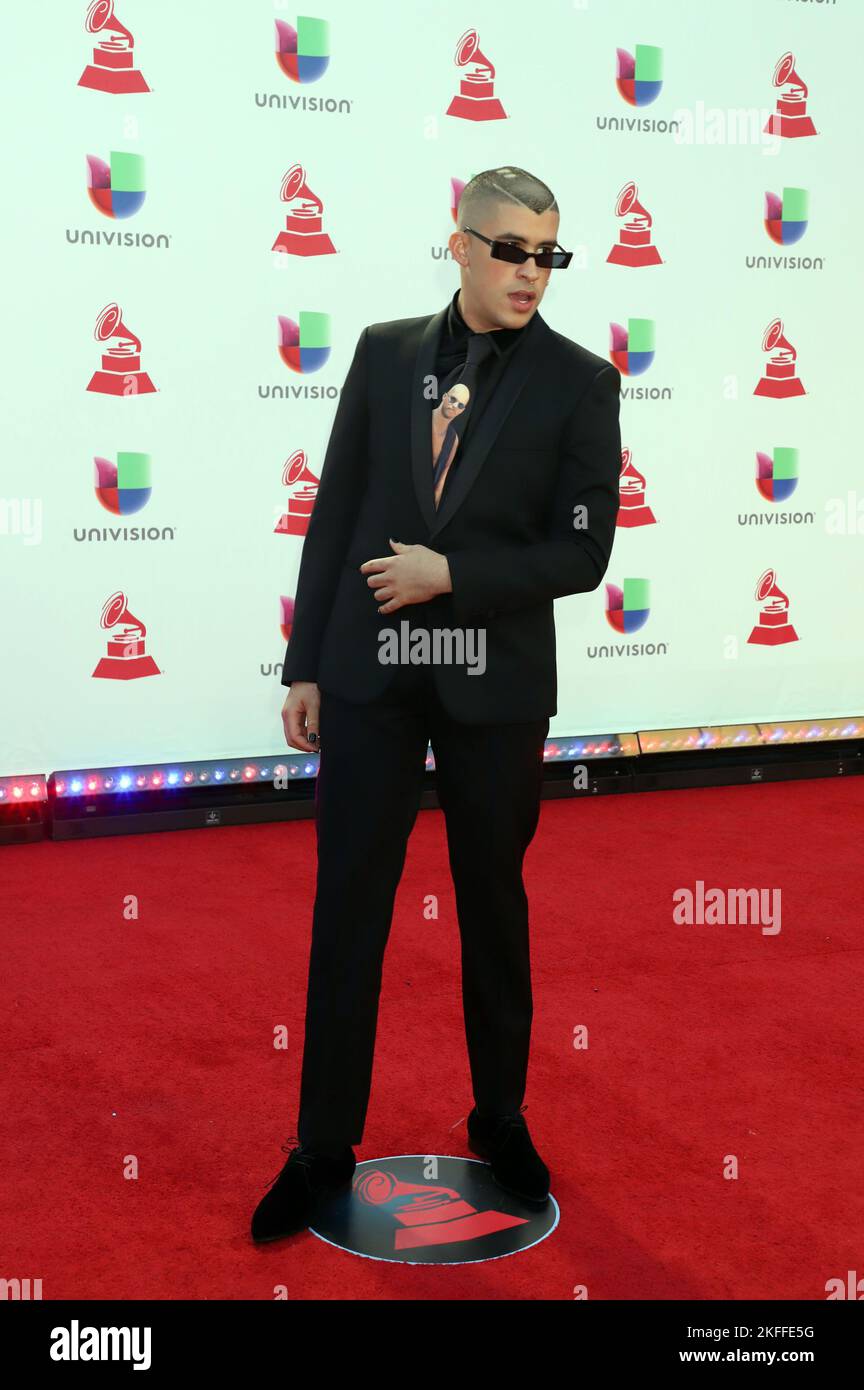 Bad Bunny assister aux Latin Grammy Awards 19th 2018, au MGM Grand Garden Arena, au MGM Grand Hotel & Casino de Las Vegas Banque D'Images