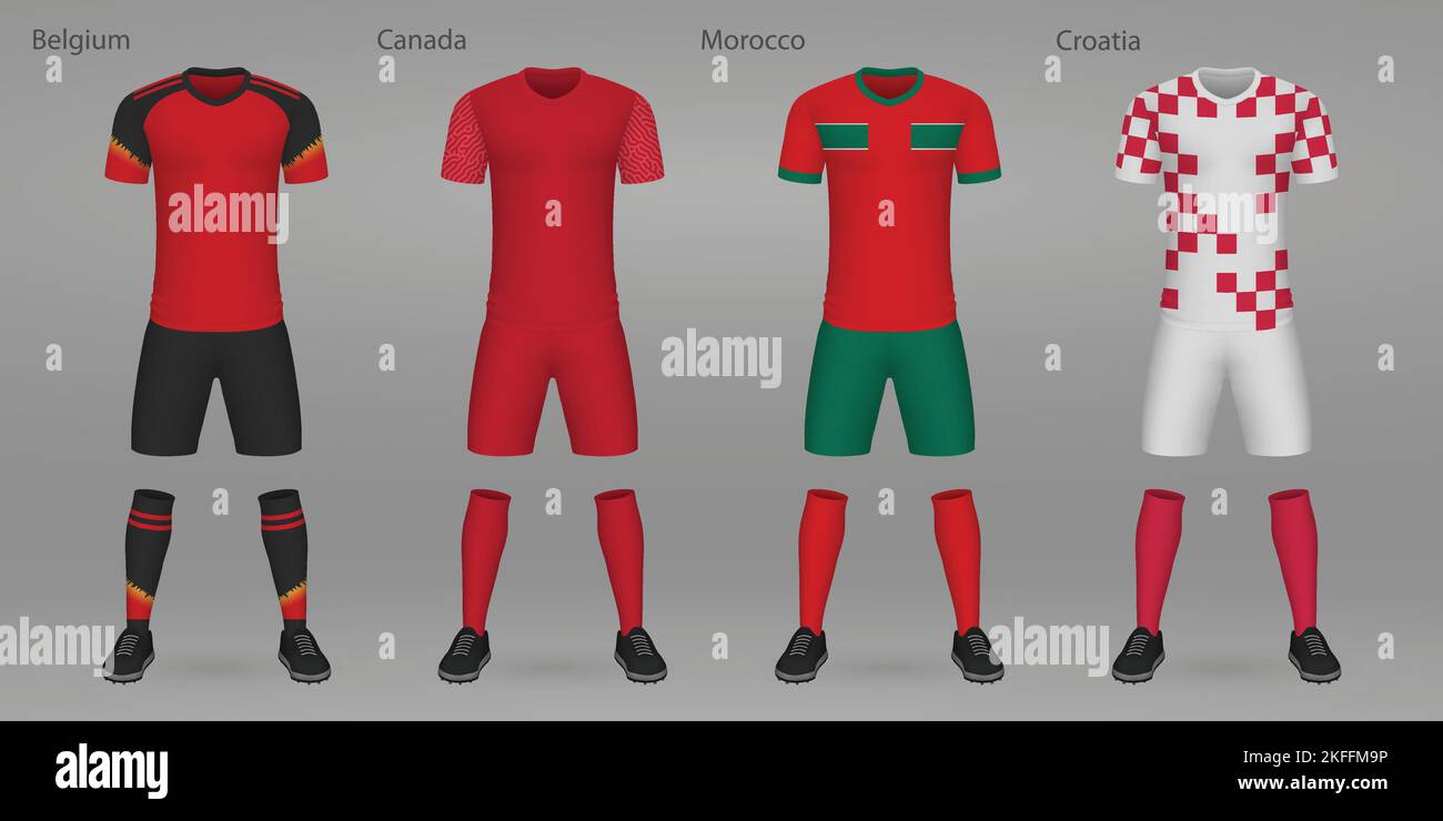 Ensemble de tenues de football, modèle de maillot pour maillot de football. Illustration de Vecteur