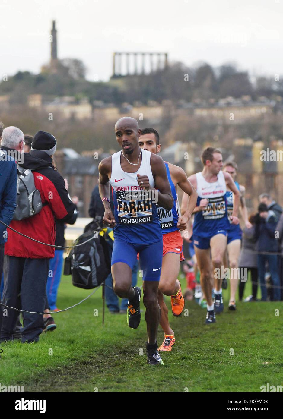 The Great Edinburgh Cross Country Run 2017 à Holyrood Park. Mo Farah. Banque D'Images