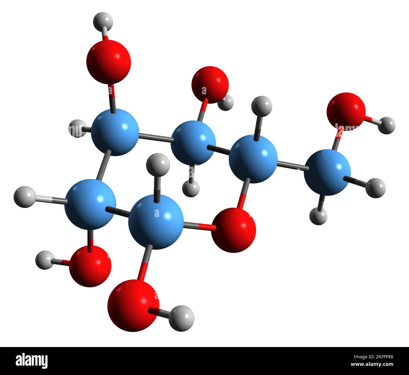 3D image de la formule squelettique du galactose - structure chimique moléculaire du sucre monosaccharide isolé sur fond blanc Banque D'Images