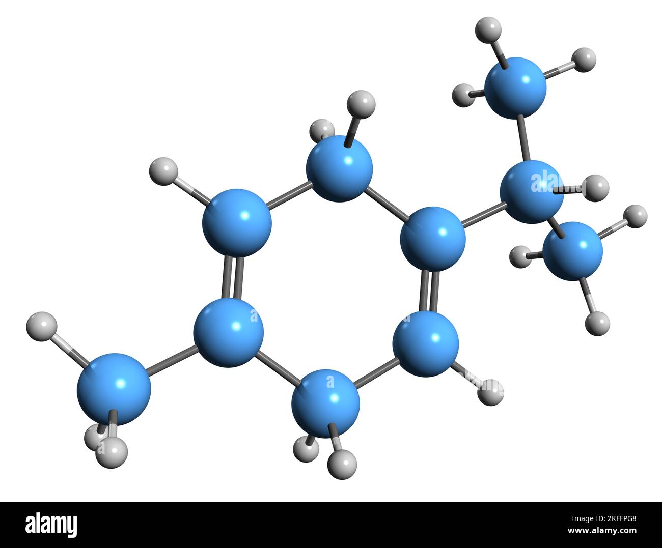 3D image de la formule squelettique du terpène - structure chimique moléculaire du monoterpène isolé sur fond blanc Banque D'Images