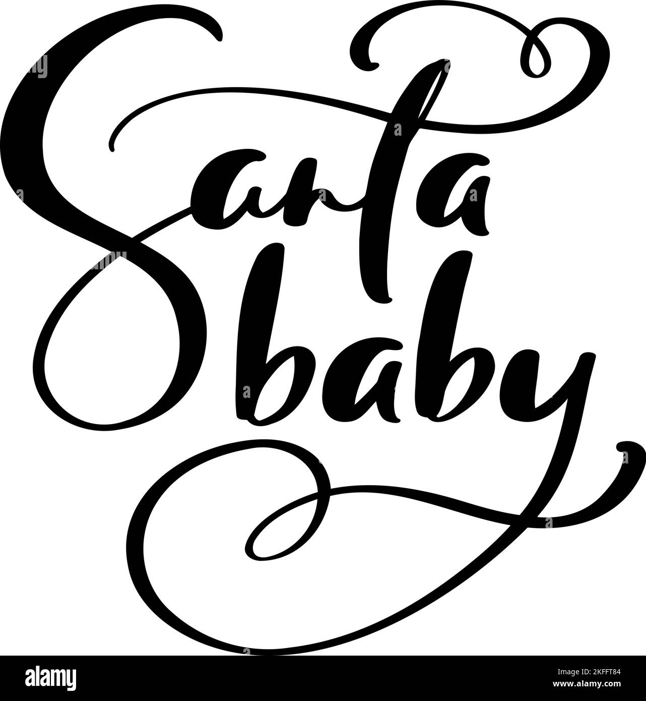 Noël manuscrit calligraphique Vector lettrage texte Santa bébé. Design pour les vacances d'hiver du nouvel an, calendrier, carte de vœux, affiche Illustration de Vecteur