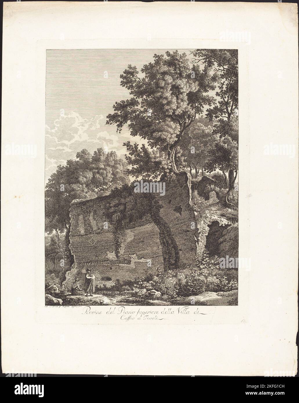 Rovine del Piano superiore della Villa di Cassio a Tivoli, 1794. Banque D'Images