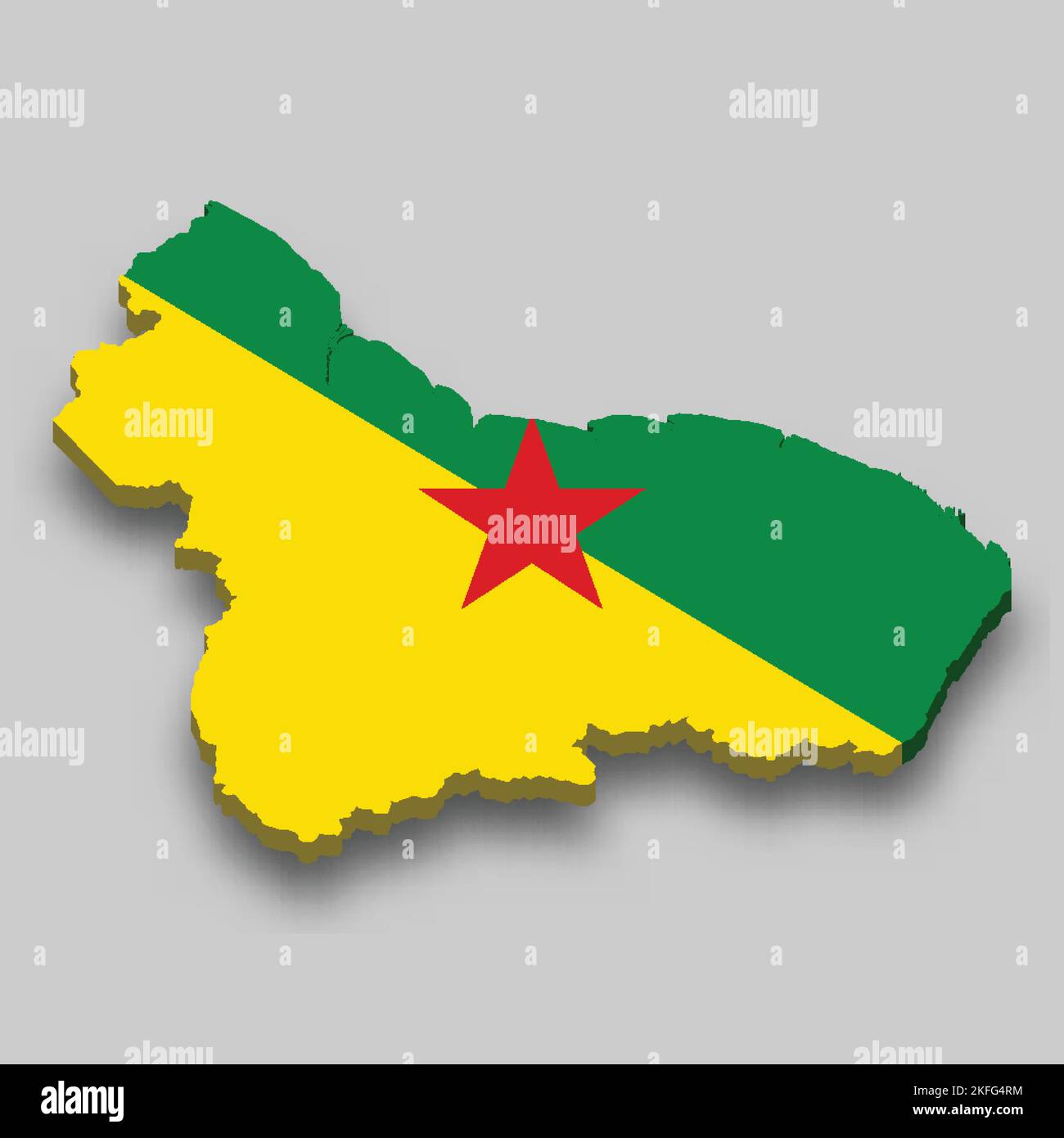 3D carte isométrique de la Guyane française est une région de France avec drapeau national Illustration de Vecteur
