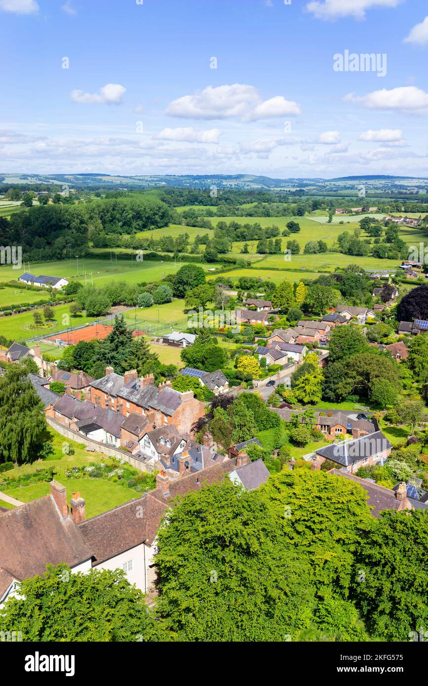 Ludlow Shropshire vue aérienne marché de Shropshire ville de Ludlow Shropshire et campagne environnante de Shropshire Ludlow Shropshire Angleterre GB Banque D'Images