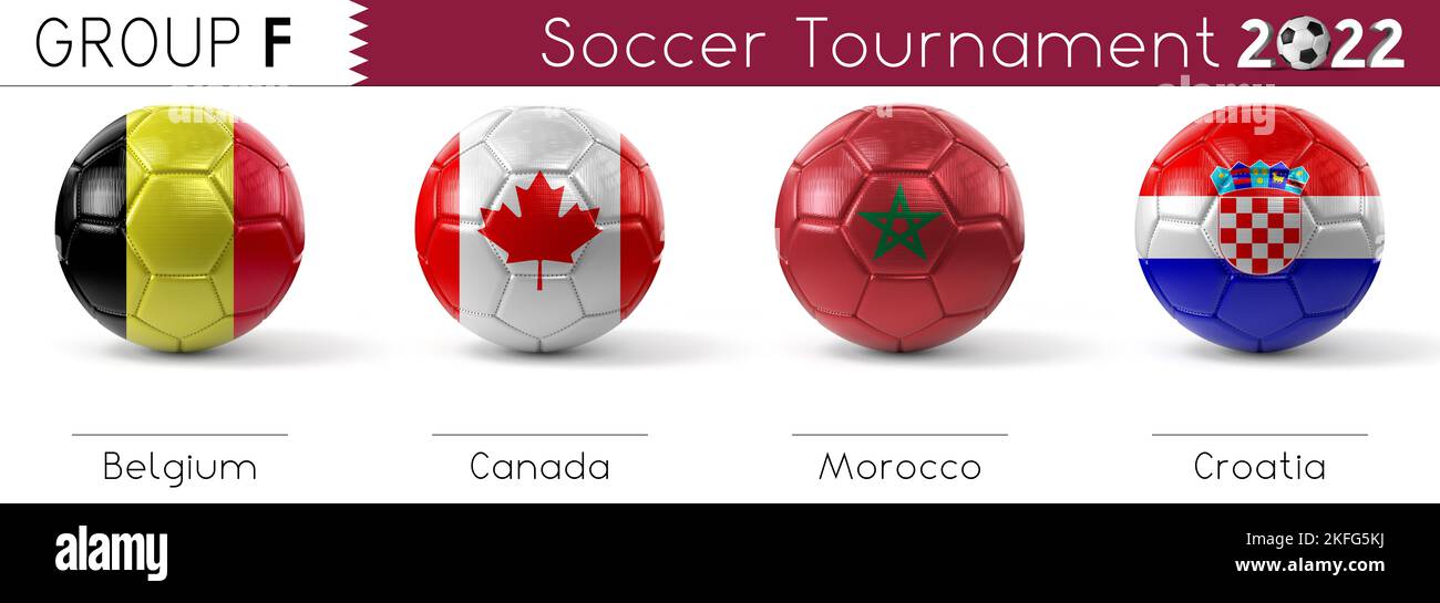 Tournoi de football 2022 - graphique du groupe F - illustration 3D Banque D'Images