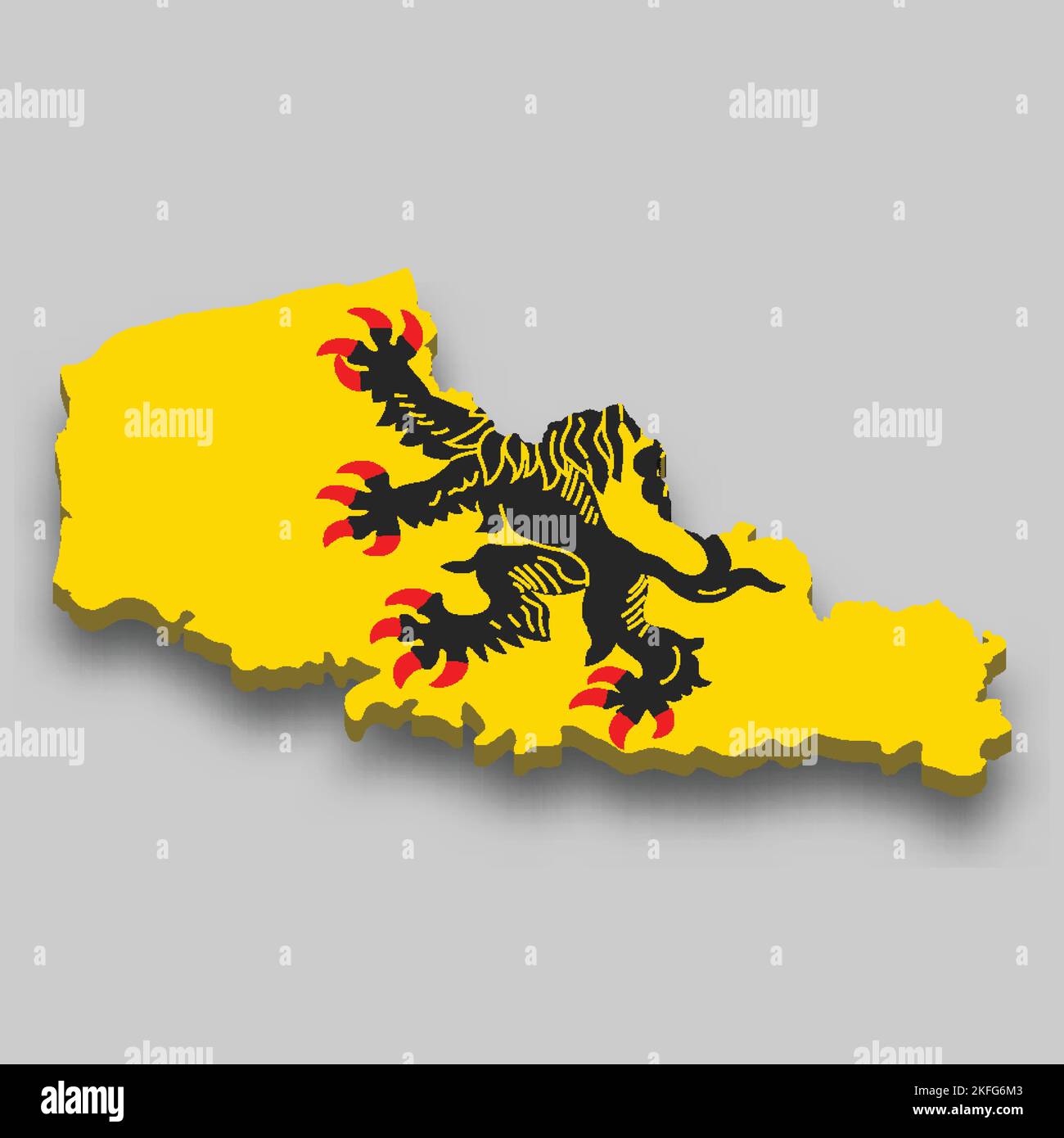 3D carte isométrique du Nord-pas-de-Calais est une région de France au drapeau national Illustration de Vecteur