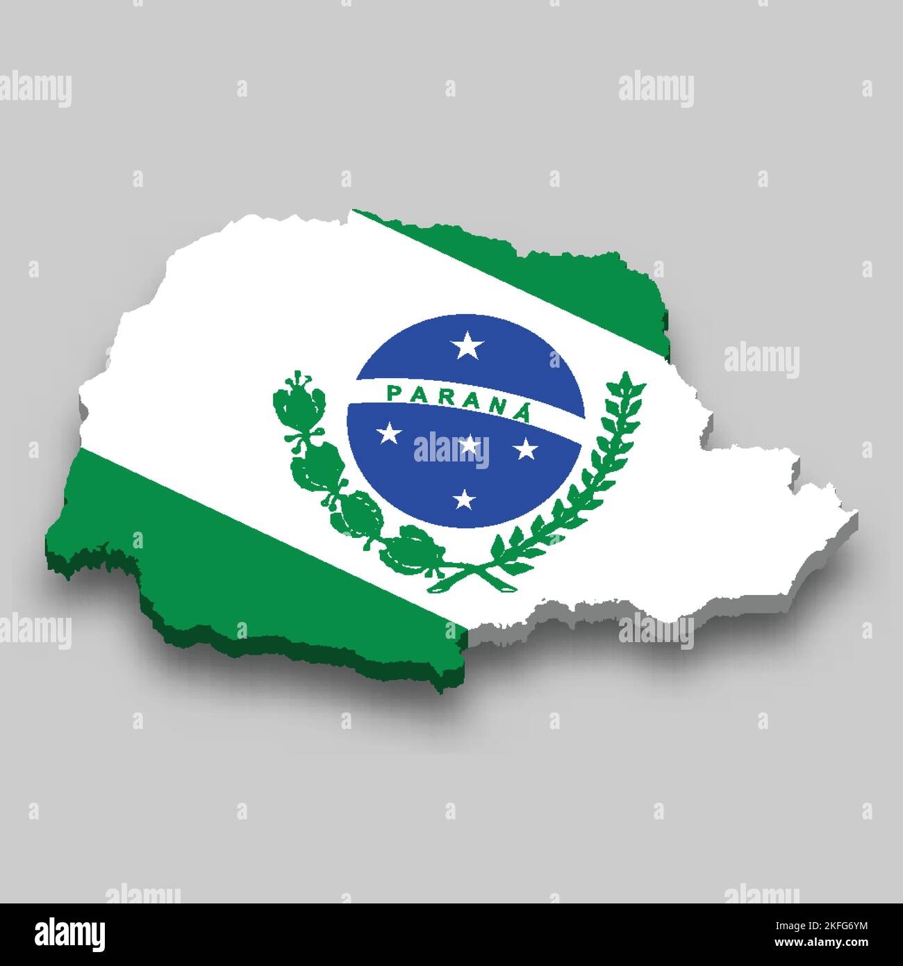 3D carte isométrique de Parana est un état du Brésil avec drapeau national Illustration de Vecteur