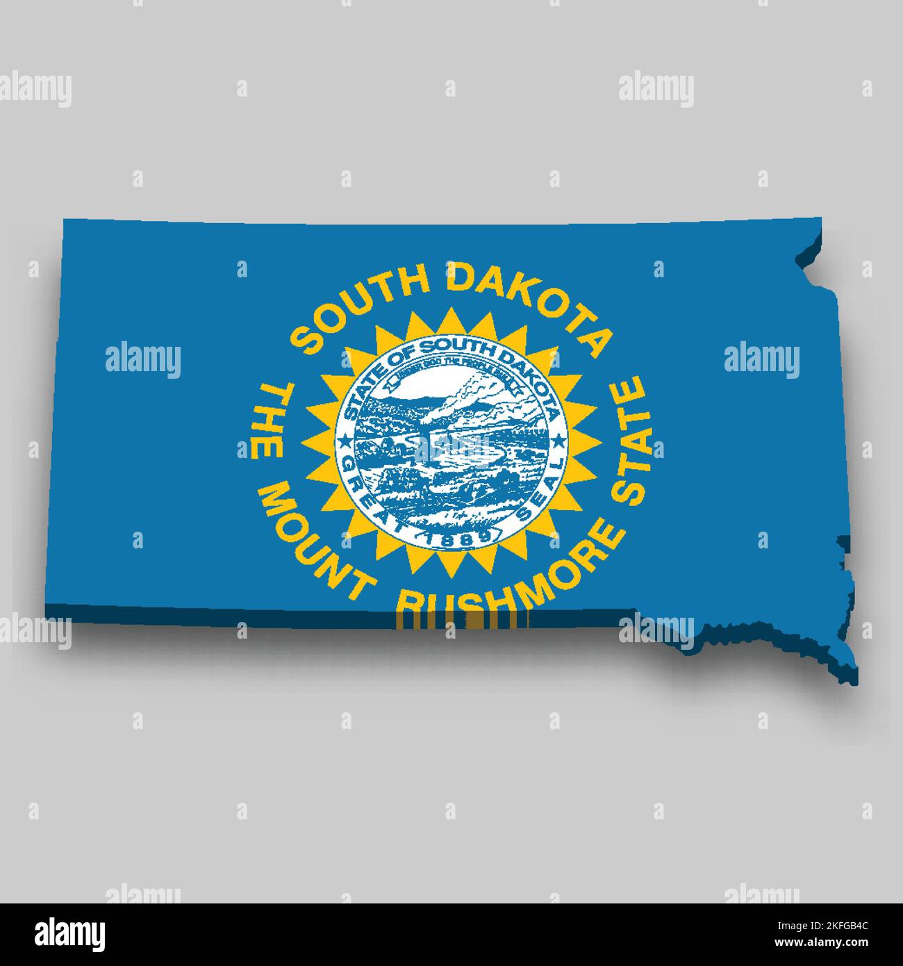 3D la carte isométrique du Dakota du Sud est un état des États-Unis avec un drapeau national Illustration de Vecteur