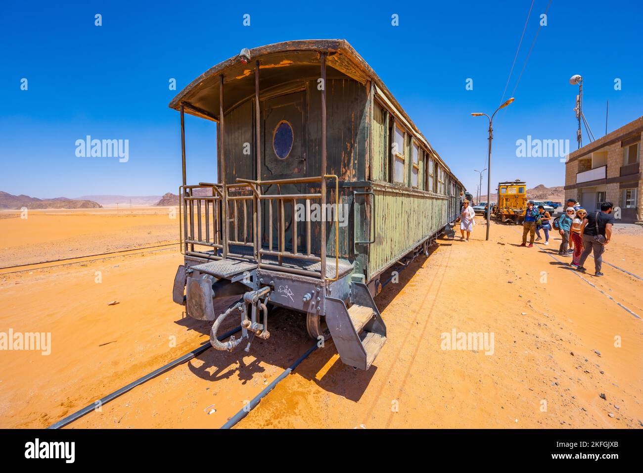 Train Hejaz à la gare de Wadi Rum à Wadi Rum Jordan Banque D'Images