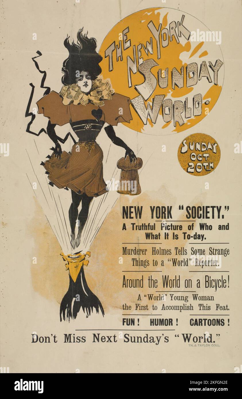 Le monde du dimanche de New York. Dimanche 20th octobre. 1895, c1893 - 1897. Banque D'Images