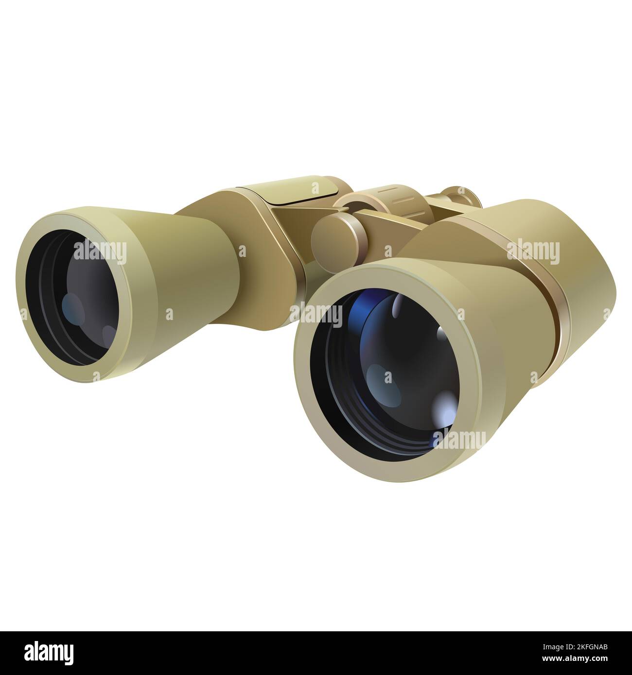 Jumelles Vector Safari avec lentilles bleues isolées sur fond blanc Banque D'Images