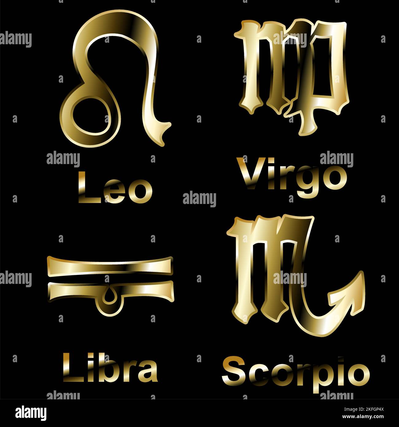 symboles zodiac illustration de l'ensemble de luxe doré brillant au format vectoriel Illustration de Vecteur