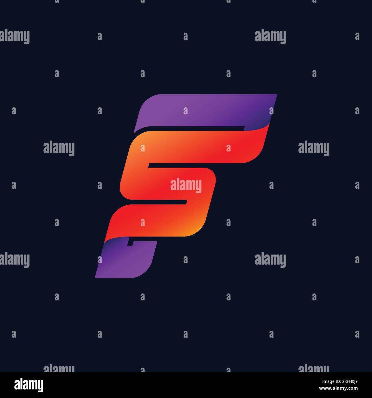 F S lettre Alphabet Monogramme moderne Fire Power Digital Energy App logo Illustration de Vecteur