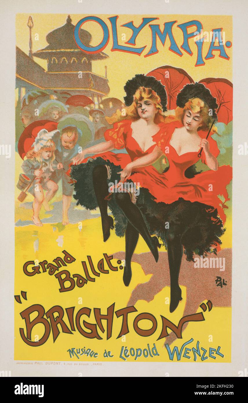 Affiche pour le TH&#xe9;&#XE2;tre Olympia, « Grand ballet Brighton », C1896. [Editeur: Imprimerie Chaix; lieu: Paris] Banque D'Images