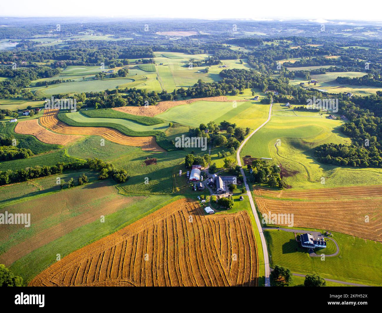 Vue aérienne sur les terres agricoles du comté de Harford Banque D'Images