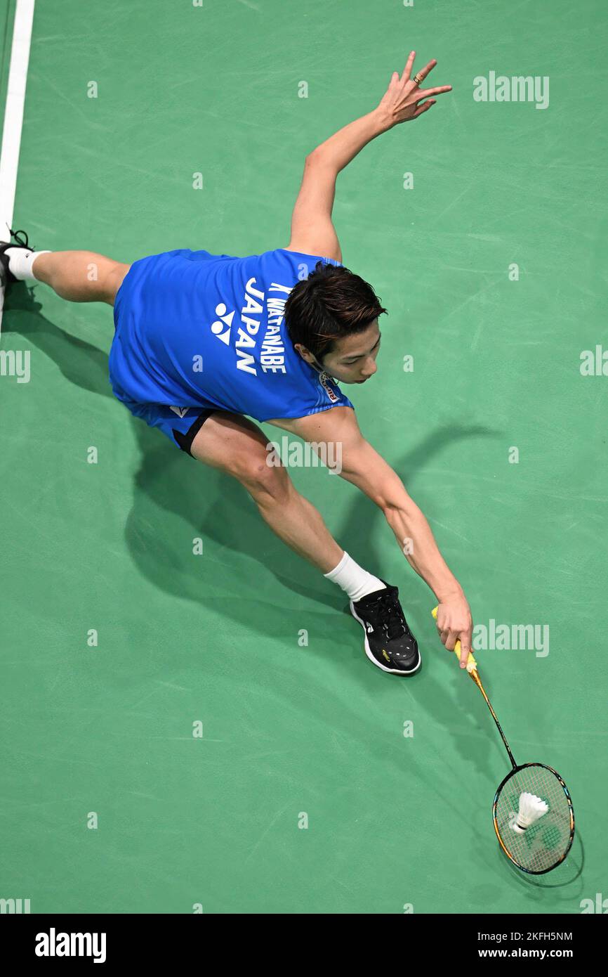 Sydney, Australie. 18th novembre 2022. Koki Watanabe, du Japon, vu lors du match unique de quart de finale masculin du groupe SATHIO 2022 contre Kodai Naraoka, du Japon. Watanabe a perdu le match 15-21, 21-16, 15-21. (Photo par Luis Veniegra/SOPA Images/Sipa USA) crédit: SIPA USA/Alay Live News Banque D'Images