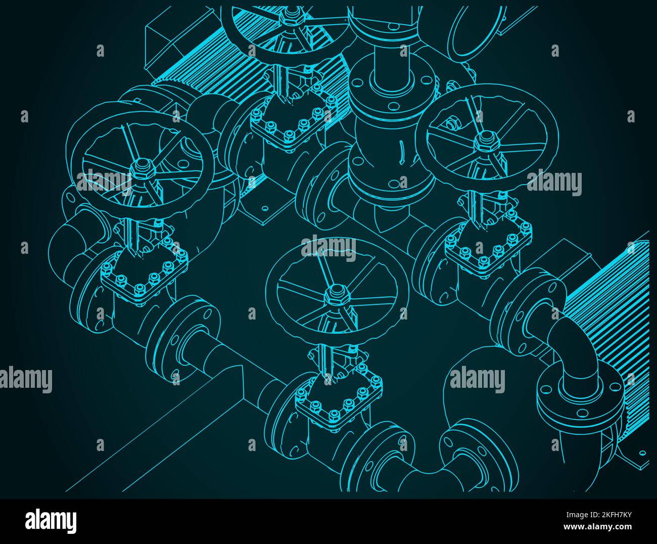 Illustration vectorielle stylisée de plans isométriques de station de pompage d'eau Illustration de Vecteur
