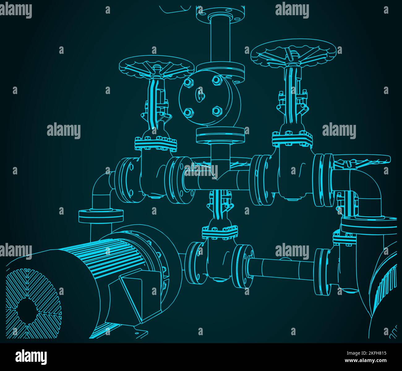 Illustration vectorielle stylisée du système de station de pompage d'eau Illustration de Vecteur