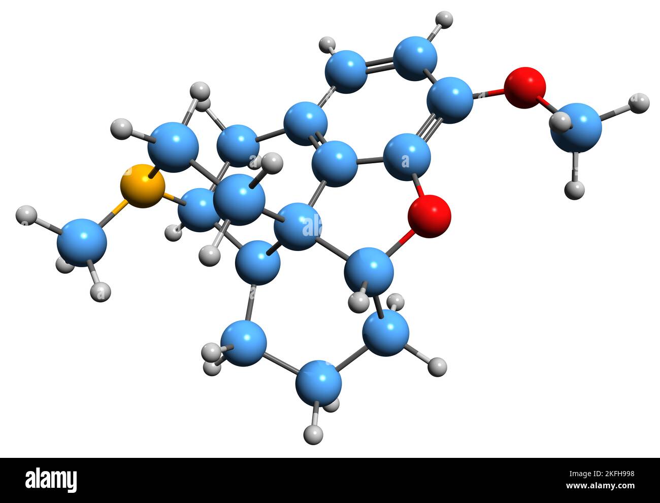 3D image de la formule squelettique de la Desomorphine - structure chimique moléculaire du Permonid isolé sur fond blanc Banque D'Images