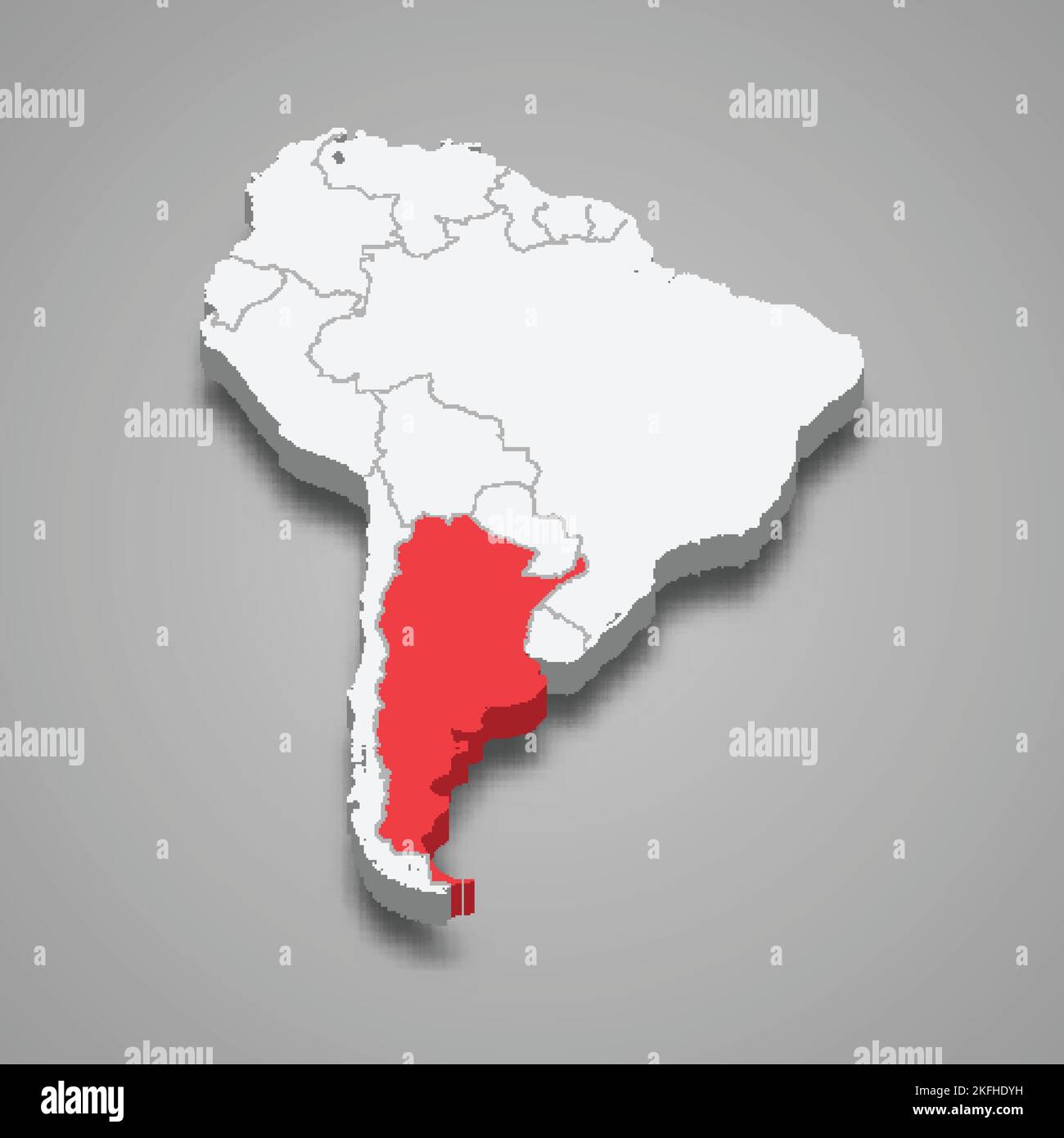 Pays de l'Argentine situé en Amérique du Sud. 3d carte isométrique Illustration de Vecteur