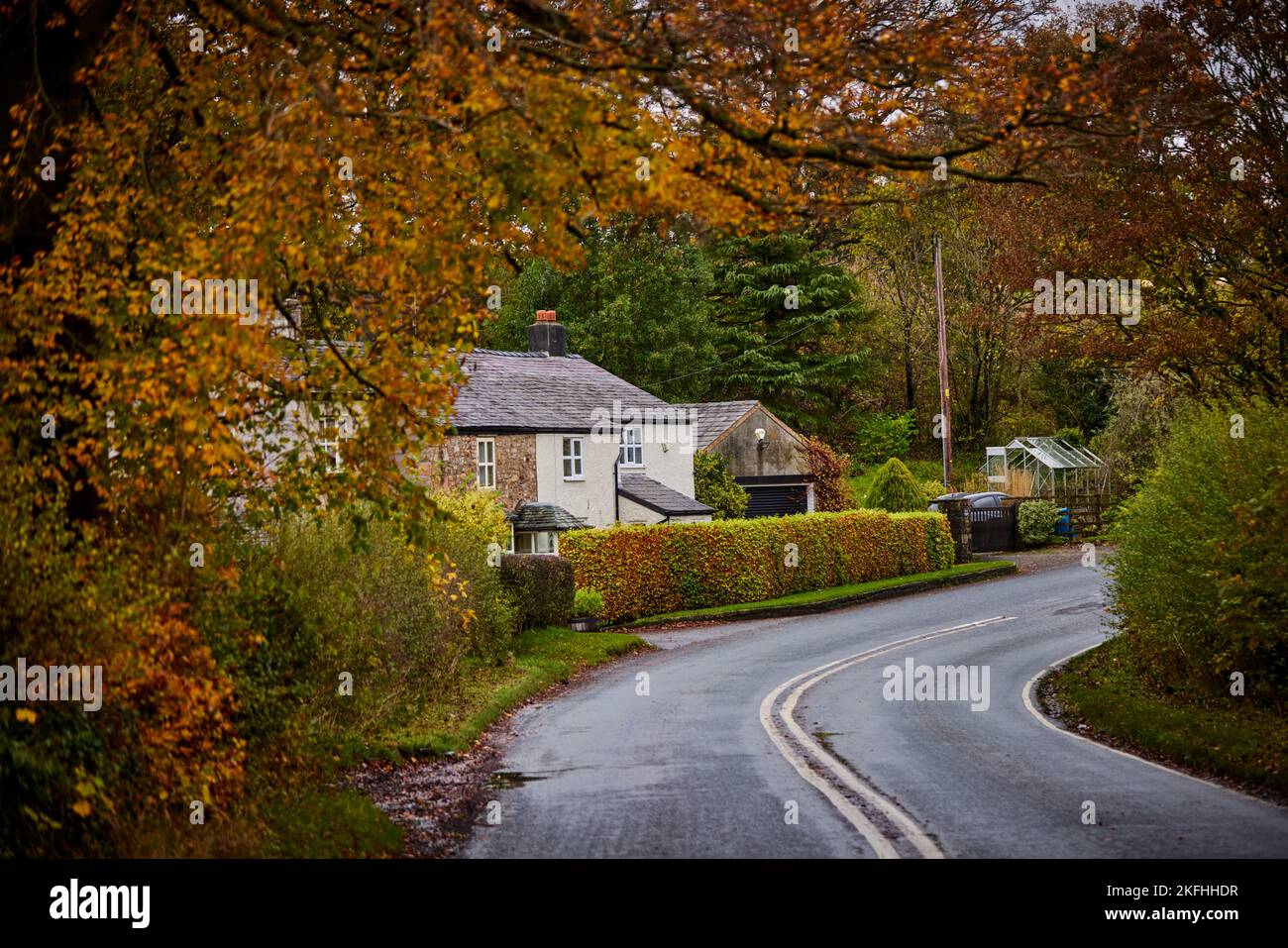 Lancashire Country Lane à Hurst Green, Lancashire Banque D'Images
