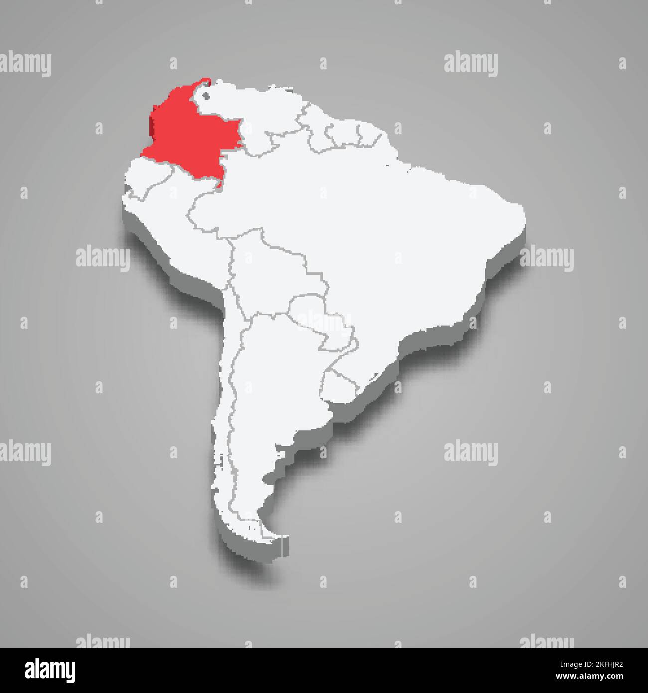 Colombie pays situé en Amérique du Sud. 3d carte isométrique Illustration de Vecteur