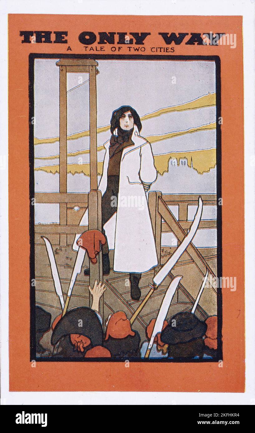 Affiche publicitaire John Martin-Harvey de la seule façon, adapté d'Un conte de deux villes, 1890 - 1910. Banque D'Images