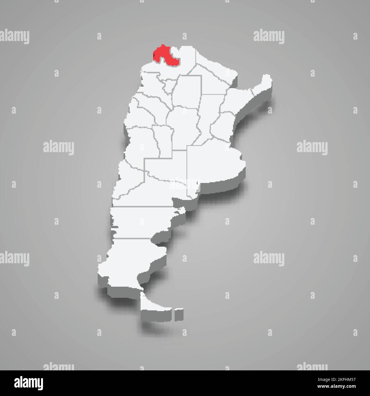 Région de Jujuy situation en Argentine 3D carte isométrique Illustration de Vecteur