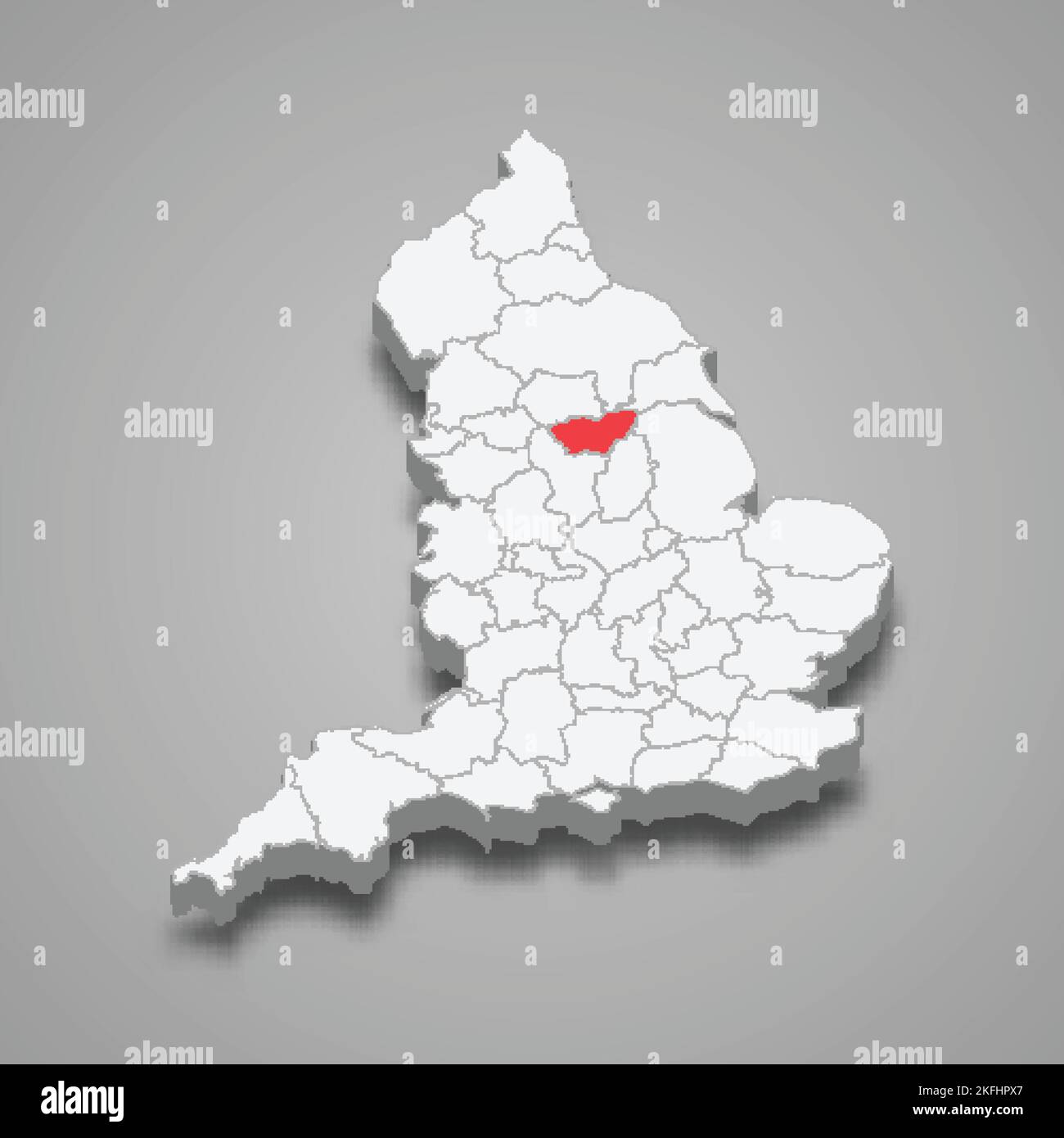 Région du Yorkshire du Sud dans l'Angleterre 3D carte isométrique Illustration de Vecteur