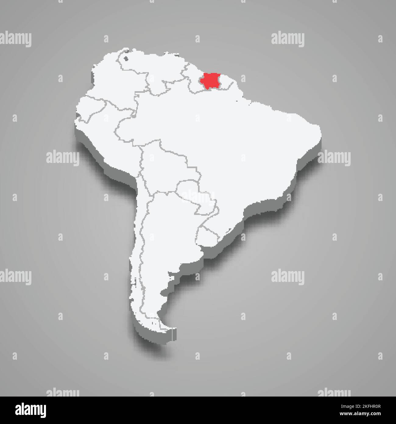 Pays du Suriname situé en Amérique du Sud. 3d carte isométrique Illustration de Vecteur
