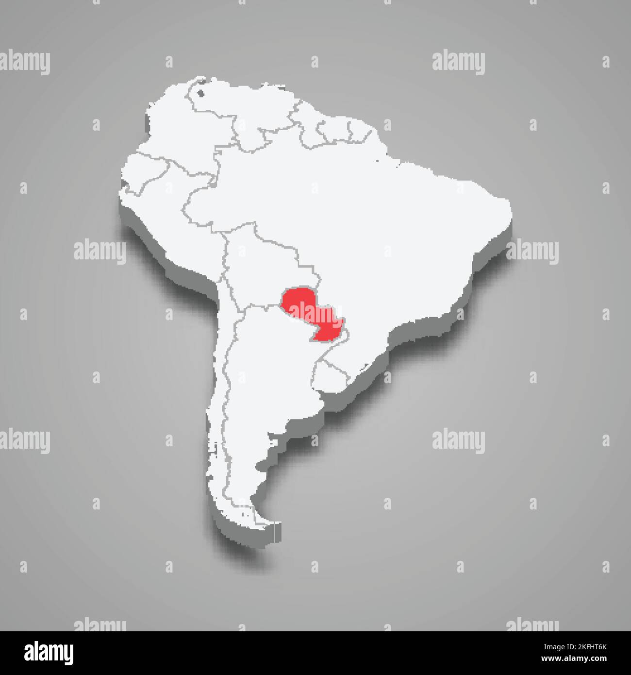 Pays du Paraguay en Amérique du Sud. 3d carte isométrique Illustration de Vecteur