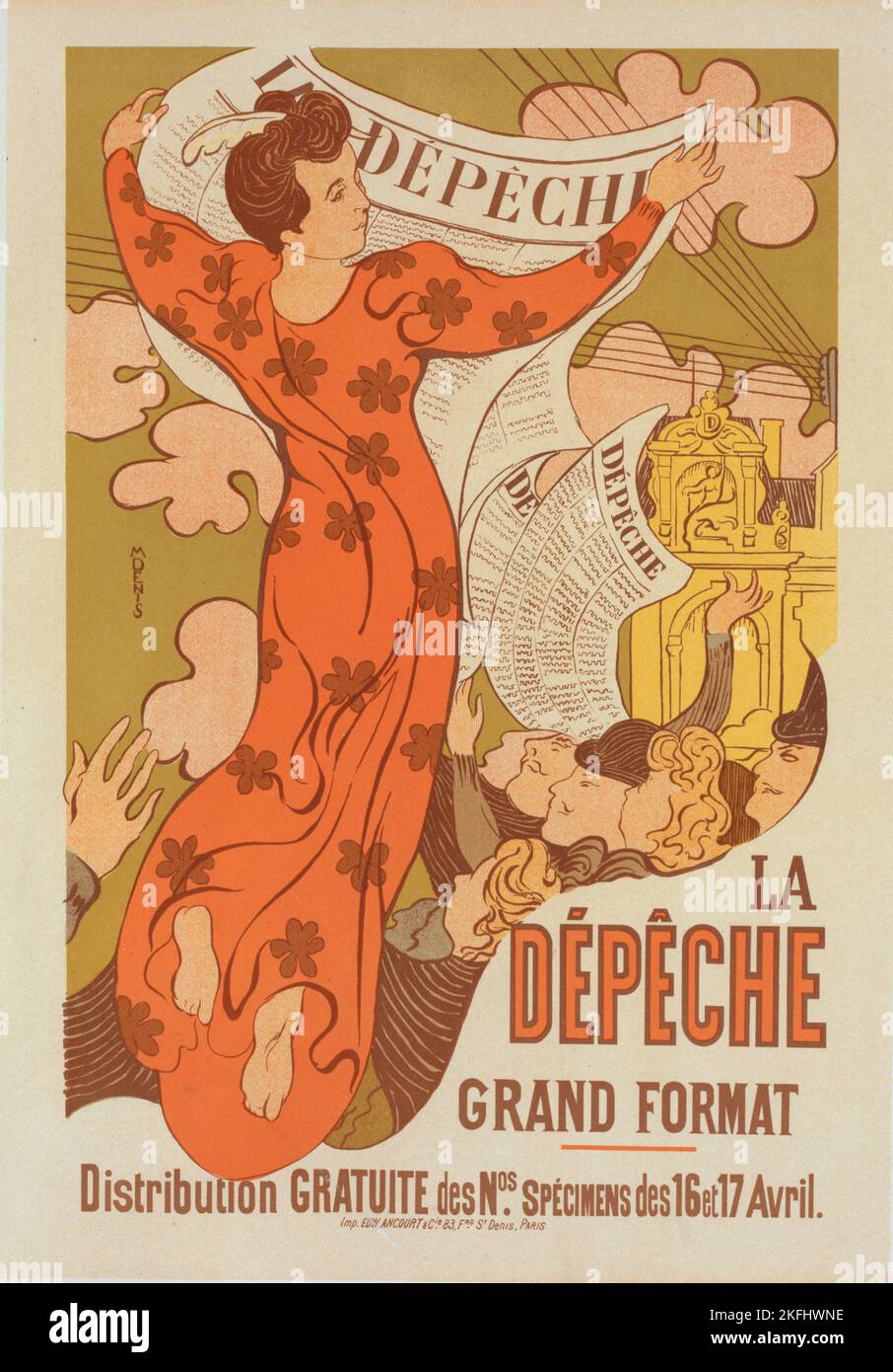 Affiche pour « la D&#xe9;p&#xea;che de Toulouse », c1898. [Editeur: Imprimerie Chaix; lieu: Paris] Banque D'Images