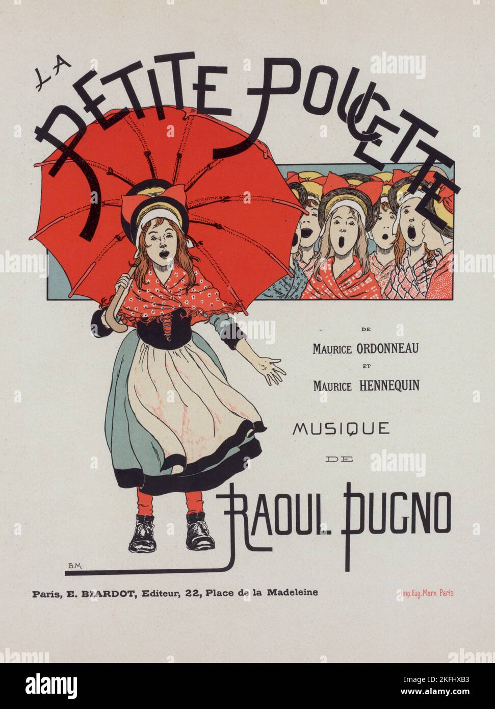 Affiche pour l'op&#xe9; rette "la petite poche"., c1898. [Editeur: Imprimerie Chaix; lieu: Paris] Banque D'Images