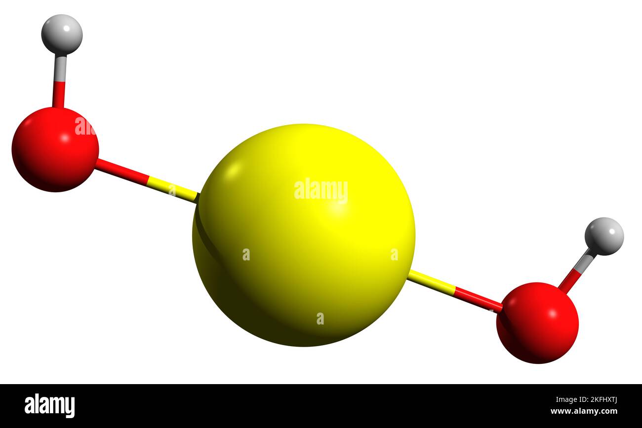 3D image de la formule squelettique d'hydroxyde de calcium - structure chimique moléculaire de la chaux éteinte isolée sur fond blanc Banque D'Images