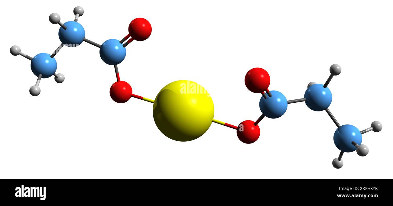 3D image de formule squelettique au propanoate de calcium - structure chimique moléculaire de Mycoban isolée sur fond blanc Banque D'Images