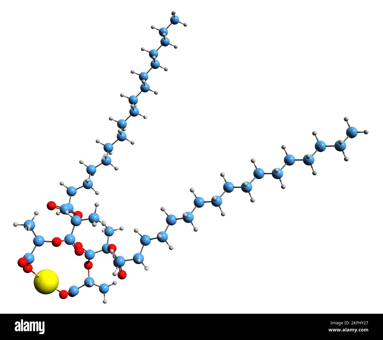 3D image de la formule squelettique du stéaroyl lactylate de calcium - structure chimique moléculaire de l'additif alimentaire CSL isolé sur fond blanc Banque D'Images