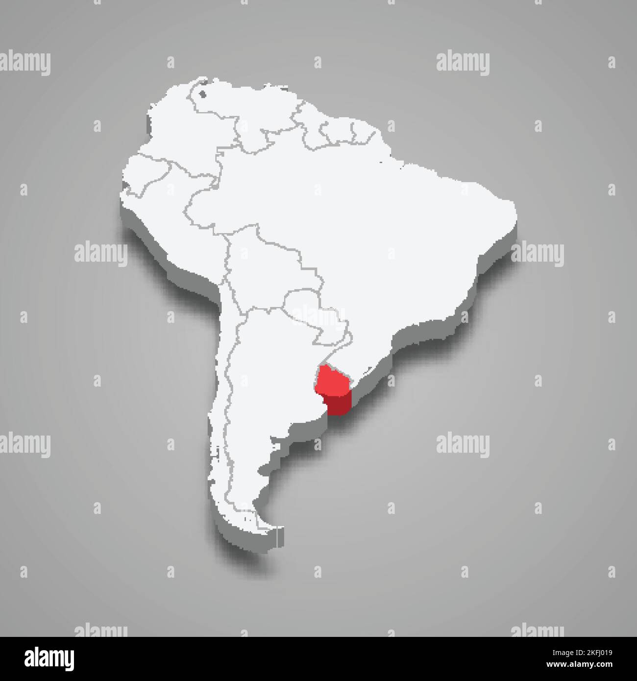 Uruguay pays d'implantation en Amérique du Sud. 3d carte isométrique Illustration de Vecteur