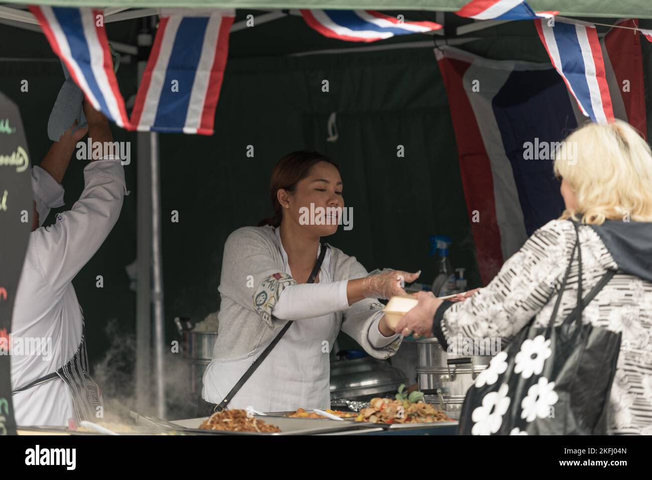 Prise au Festival Rosdale Feelgood à Rochdale Greater Manchester le 18 août 2018. Vendeurs de rue vendant des aliments chauds Banque D'Images