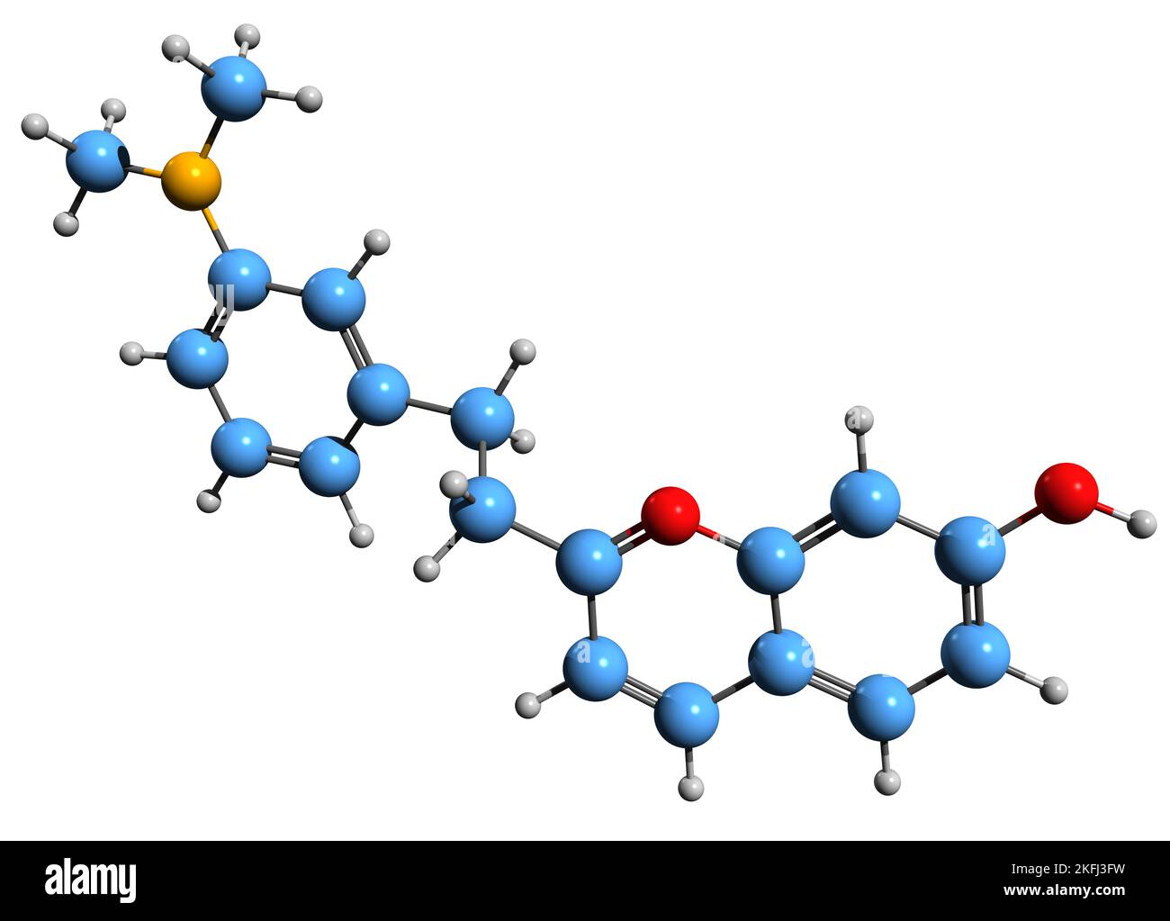 3D image de la formule squelettique de couleur caramel - structure chimique moléculaire de la coloration alimentaire soluble dans l'eau isolée sur fond blanc Banque D'Images