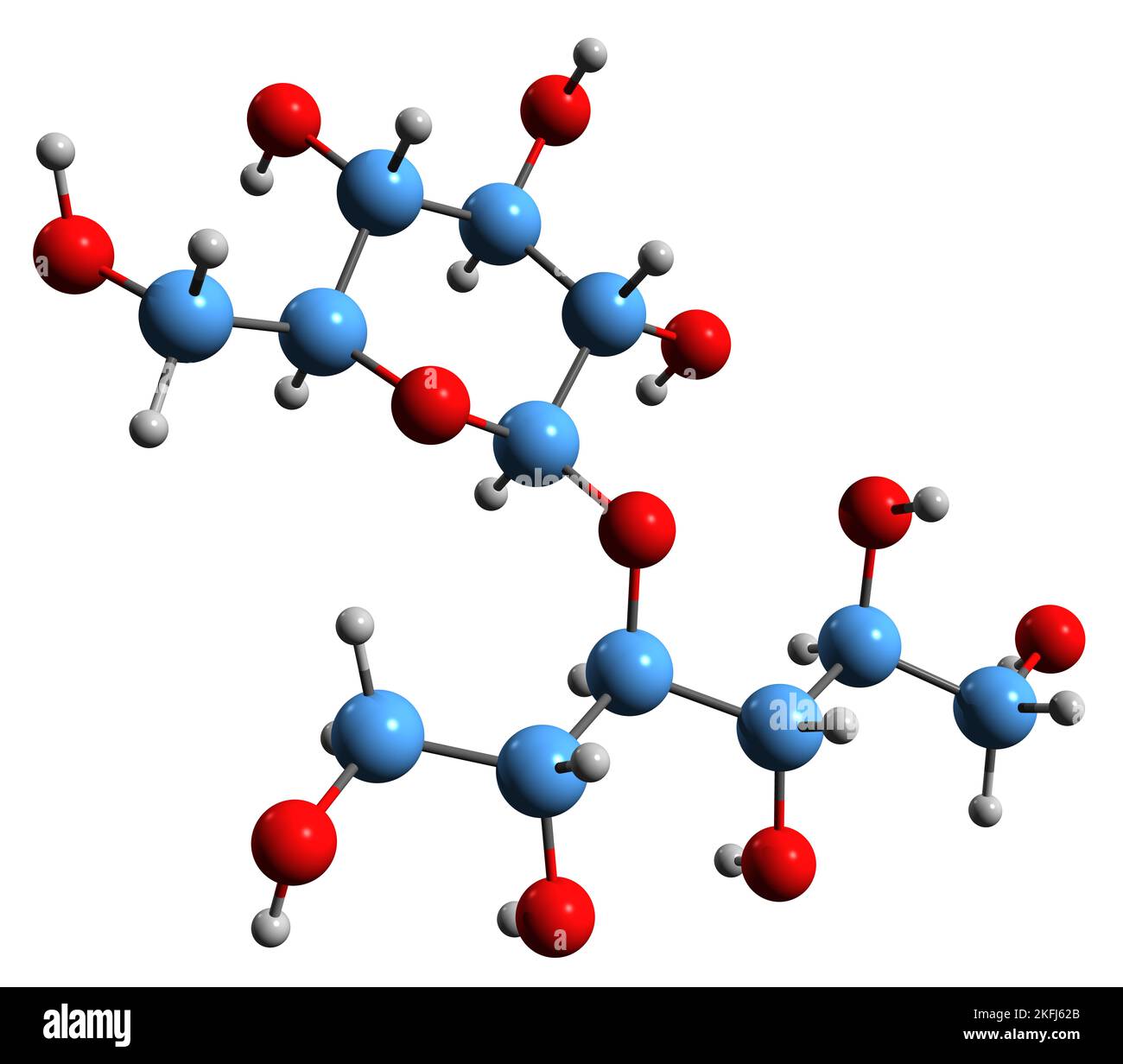 3D image de la formule squelettique de Maltitol - structure chimique moléculaire de l'alcool de sucre isolé sur fond blanc Banque D'Images