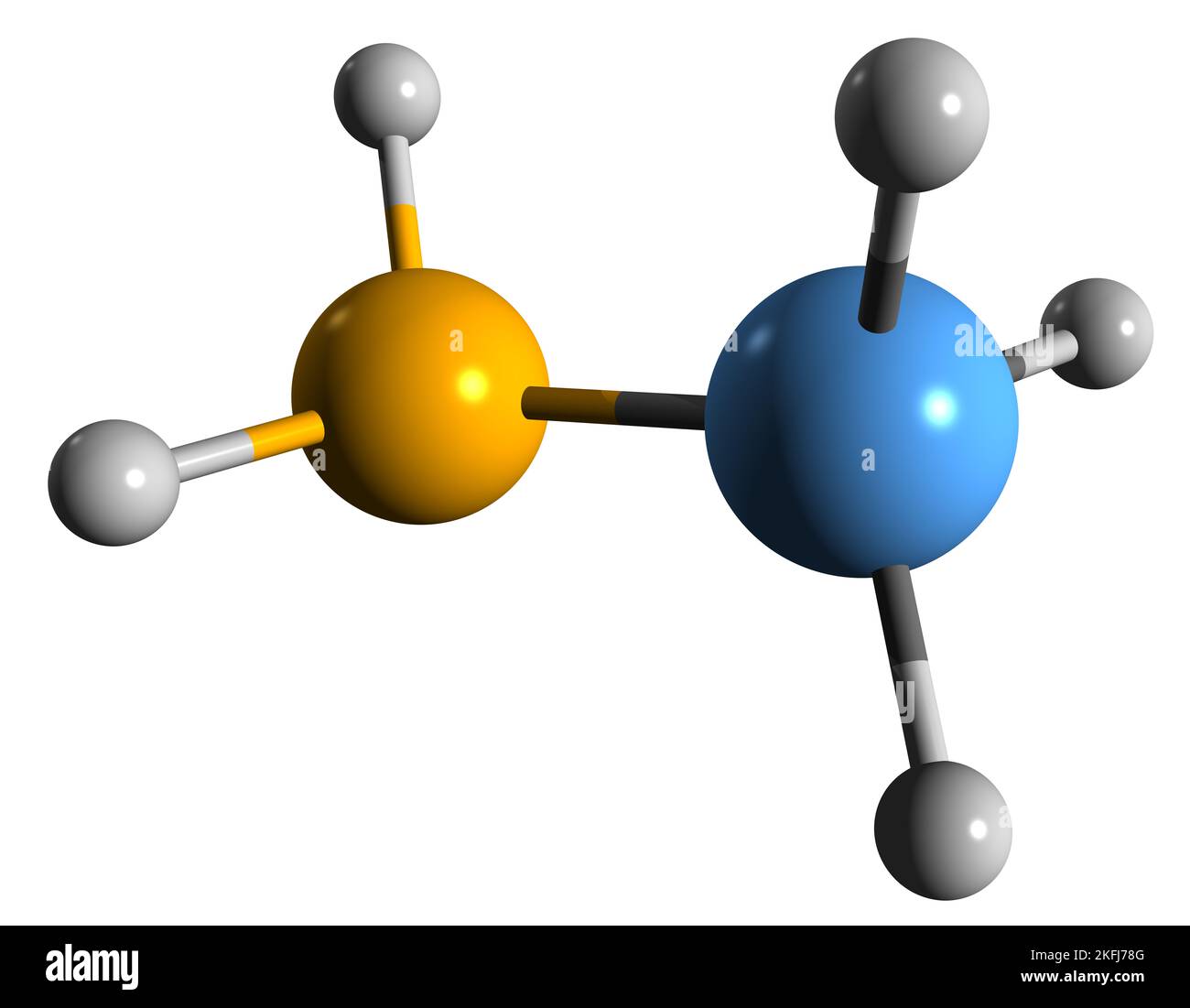 3D image de la formule squelettique à la méthylamine - structure chimique moléculaire de l'Aminométhane isolé sur fond blanc Banque D'Images