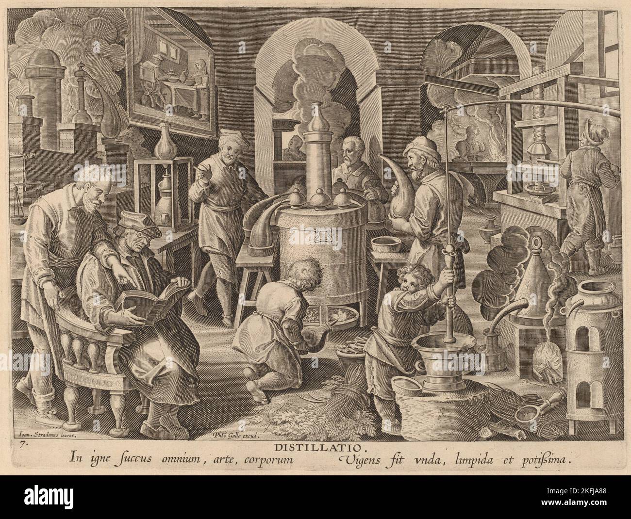 Distillation: pl.7, ch. 1580/1590. Banque D'Images