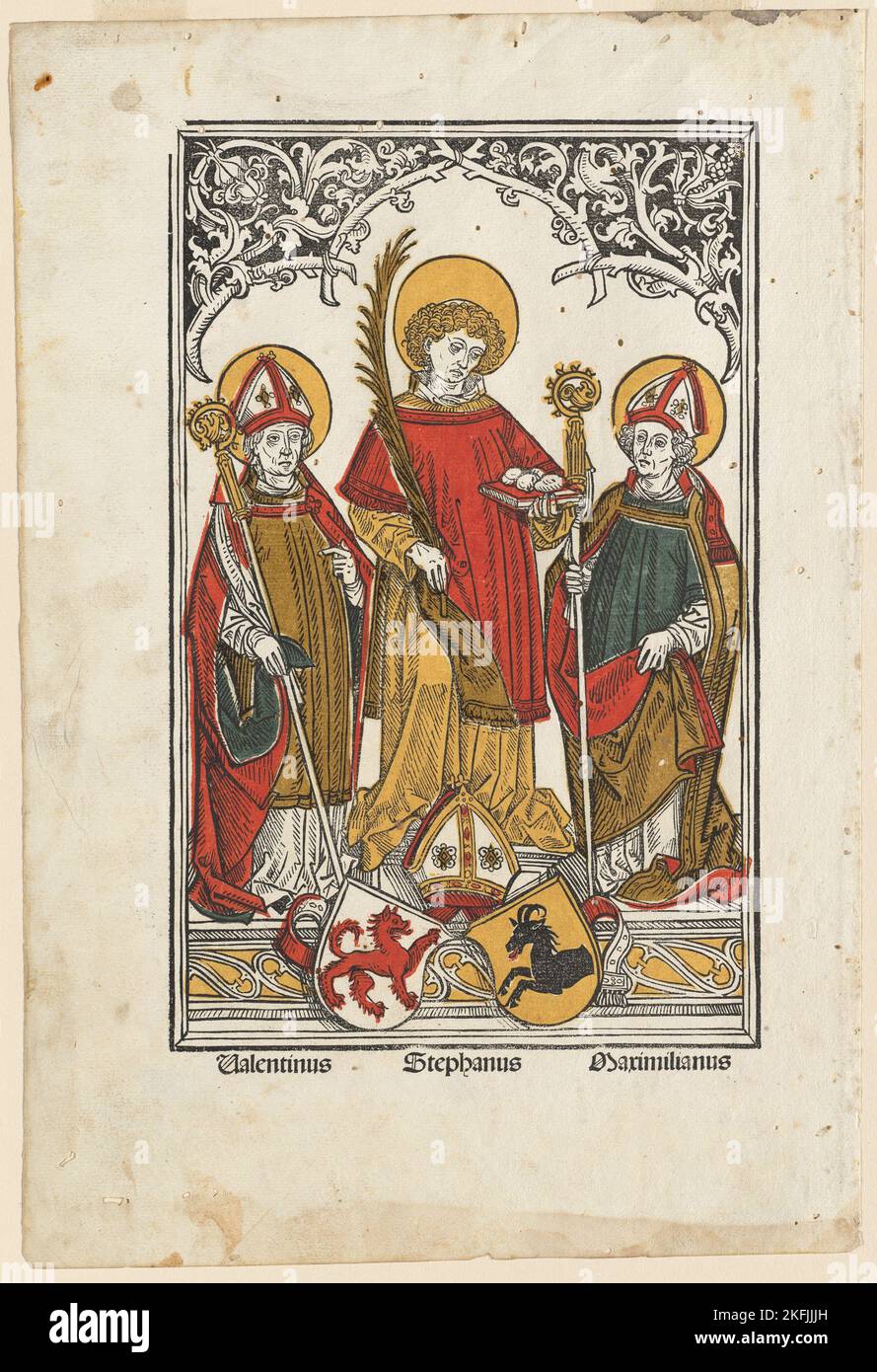 Saint Valentin, Saint Stephen et Saint Maximilian, 1498. Banque D'Images Saint Valentin, Saint Stephen et Saint Maximilian, 1498. Banque D'Images
