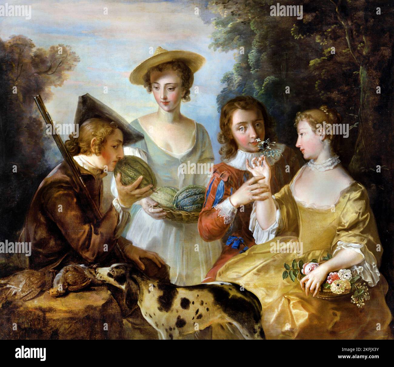 Philippe Mercier; le sens de l'odorat; Circa 1744-1747; huile sur toile; Yale Center for British Art, New Haven, États-Unis. Banque D'Images