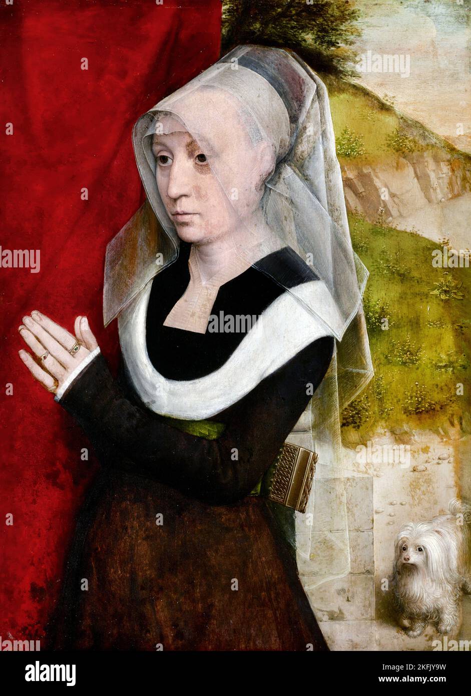 Hans Memling; Portrait d'une femme à la prière; Circa 1480; huile sur panneau; Musée national Brukenthal, Sibiu, Roumanie. Banque D'Images